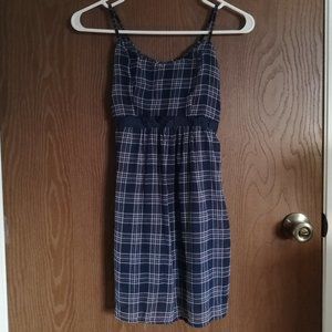 [7] Abercrombie Kids Cute Navy Pink Plaid Lace Tank Top Size M